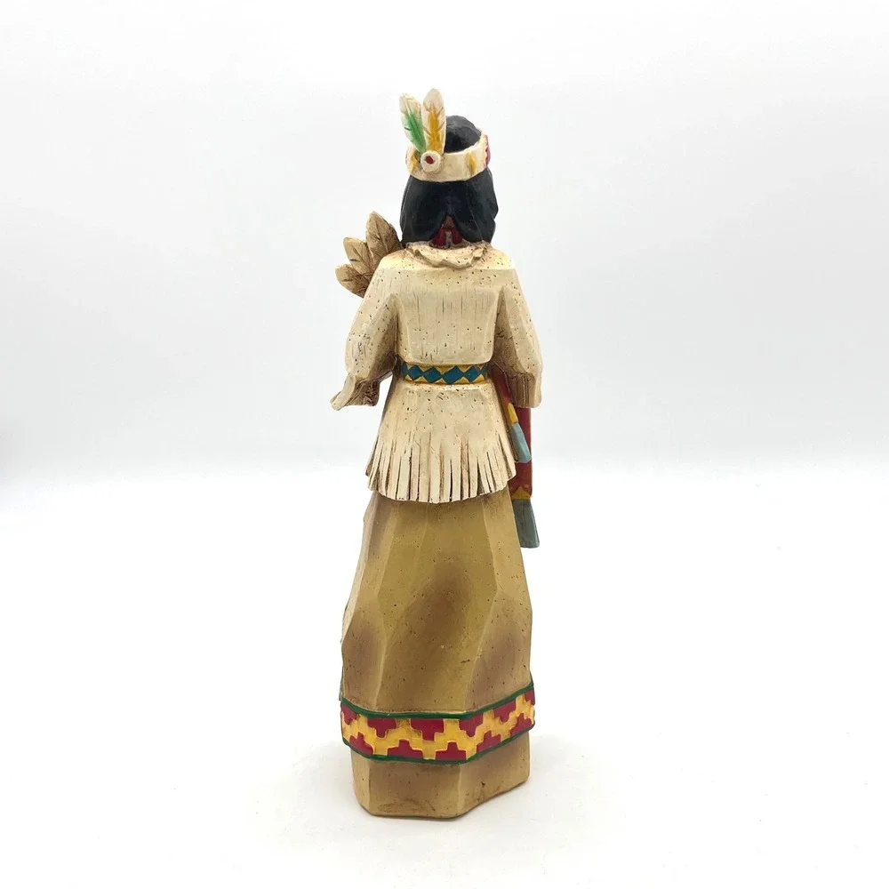 Pacific Rim Native American Woman Figurine Feathers Blanket Resin Statue 67434